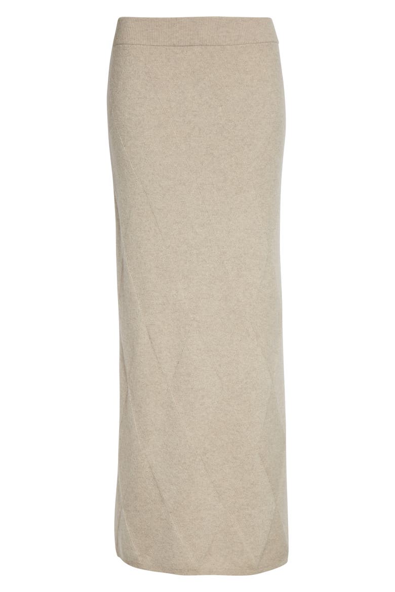Diamond Stitch Cashmere Midi Sweater Skirt, Alternate, color, BEIGE