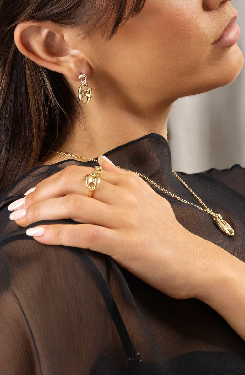 ATHRA LUXE 2-Tone Horsebit Drop Earrings, Alternate, color, Silver