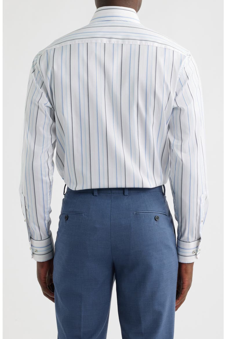 Modern Fit Stripe Non-Iron Cotton Twill Dress Shirt, Alternate, color, BLUE