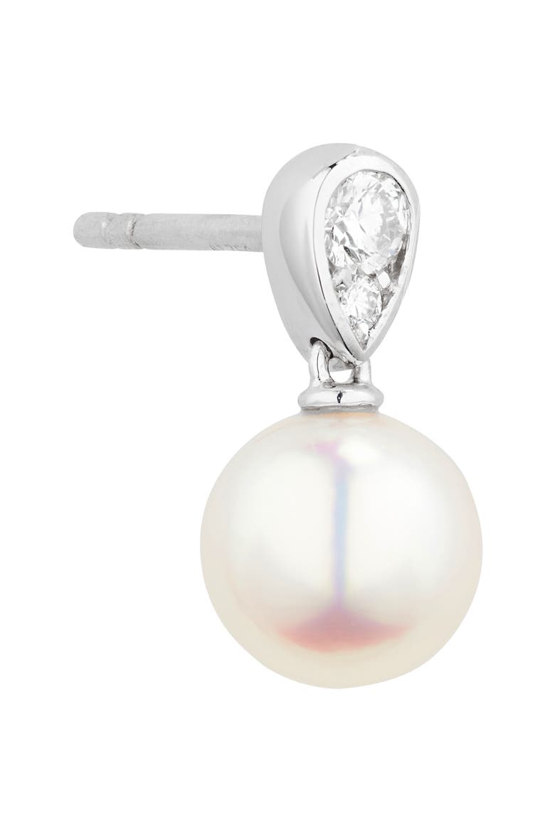 Morning Dew Akoya Pearl & Diamond Stud Earrings, Alternate, color, 18KW