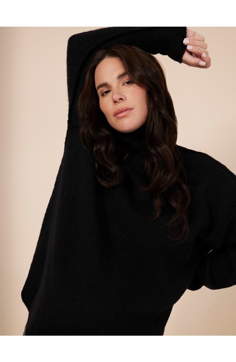 MOTHERHOOD MATERNITY Turtleneck Long Sleeve Knit Maternity Sweater, Alternate, color, Black