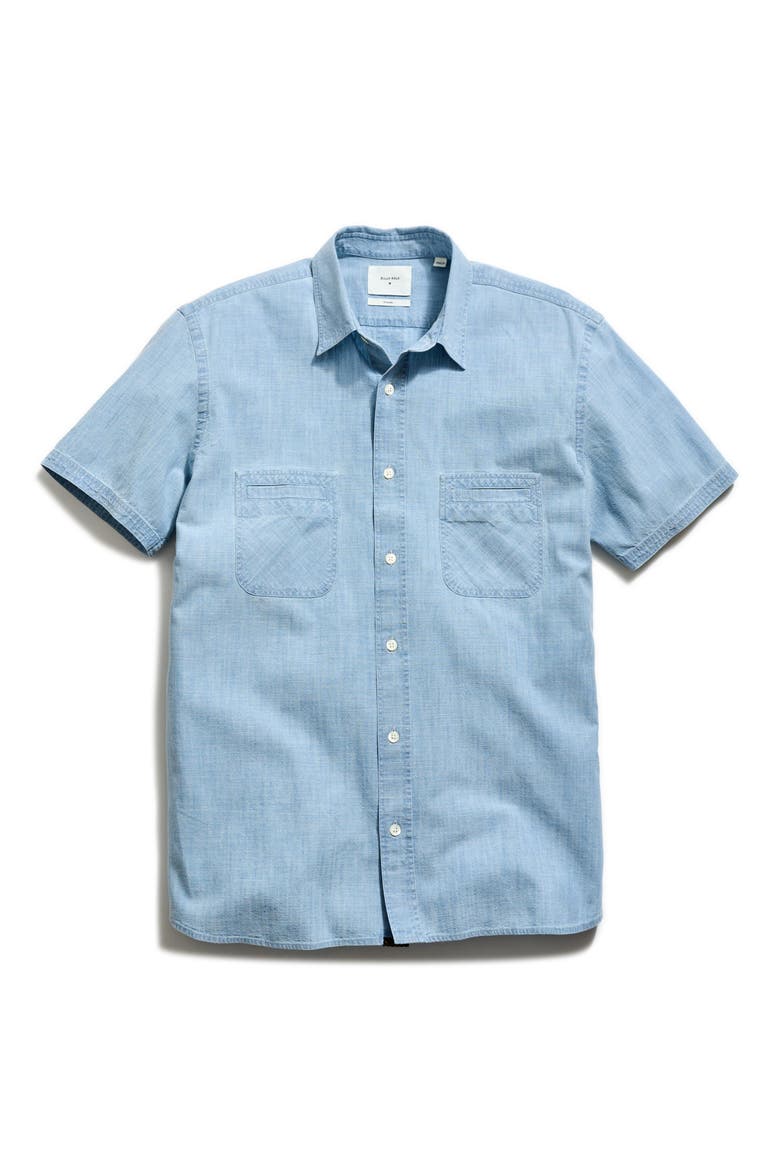 Donelson Short Sleeve Organic Cotton Chambray Sport Shirt, Alternate, color, BLUE