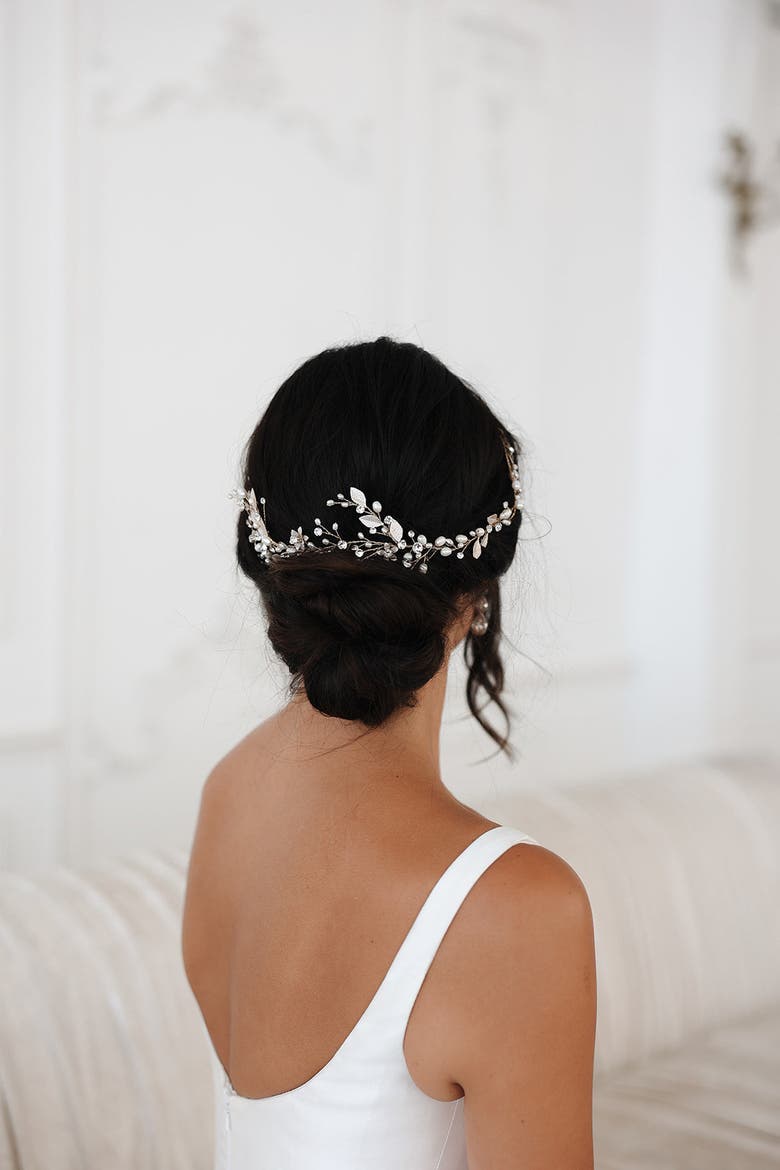 Harlow Pearl and Crystal Hair Vine, Alternate, color, Gold