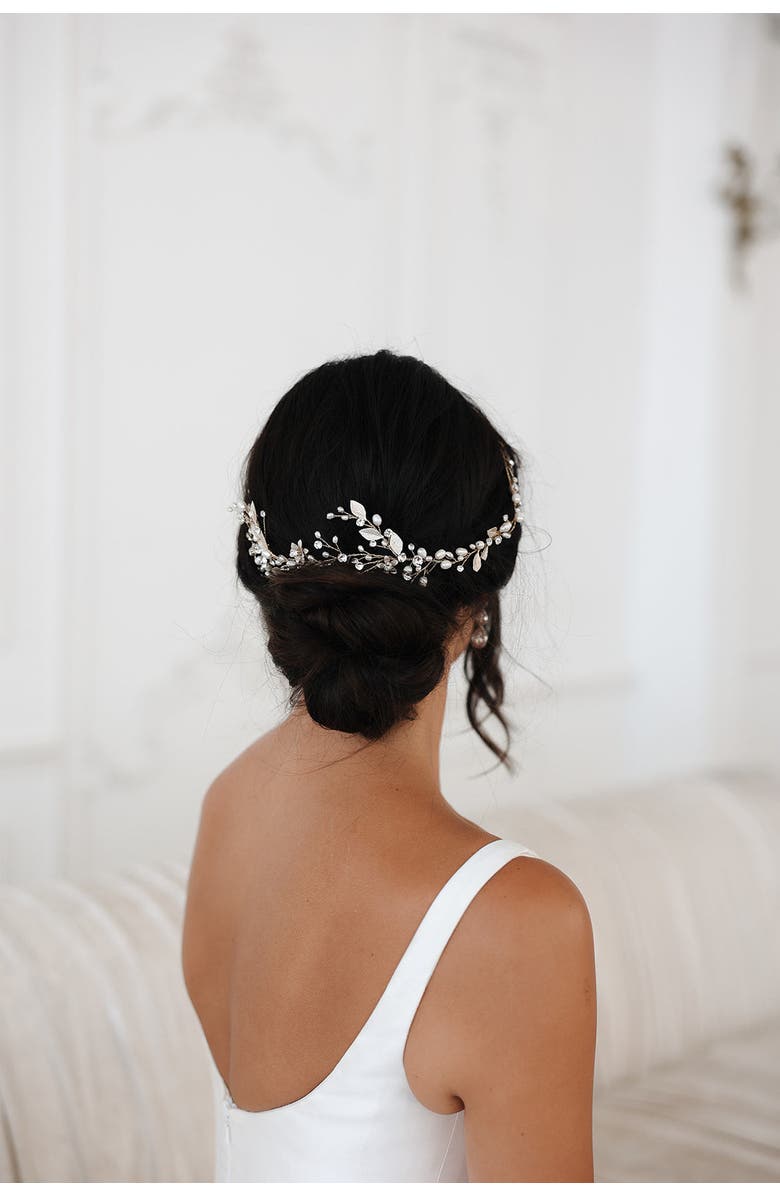 Untamed Petals Harlow Pearl and Crystal Hair Vine, Alternate, color, Gold