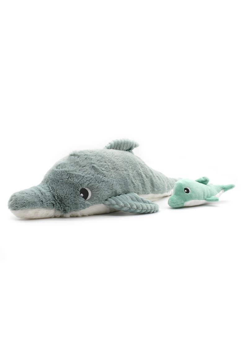 Dolphin Mom & Her Baby - Secret Keeper Plush Toy, Eco-Friendly, Soft & Washable, Main, color, Mint