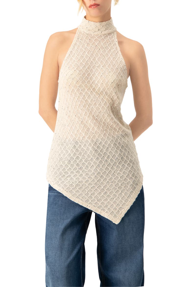 Knit Halter Neck Sleeveless Top, Main, color, Natural