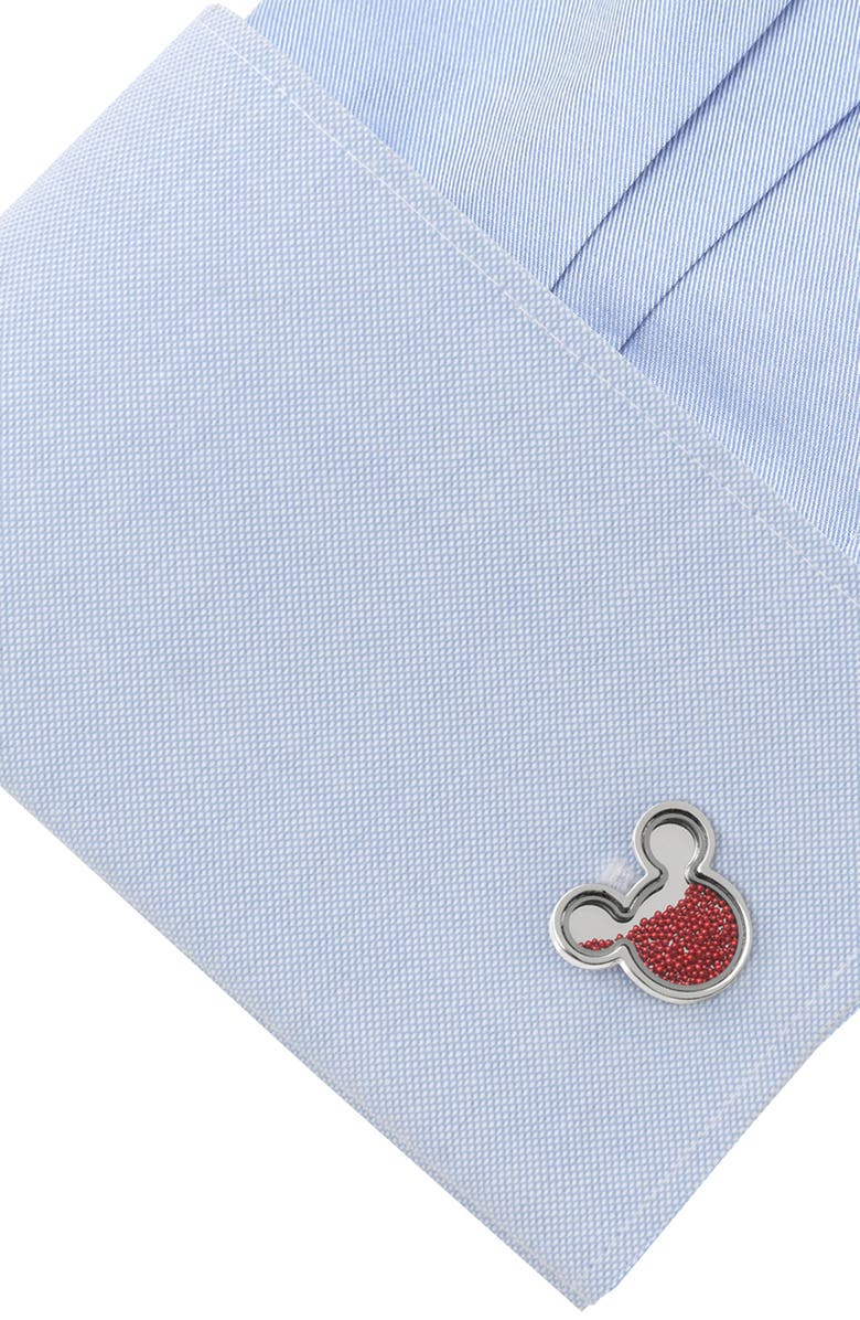 Cufflinks, Inc. x Disney Mickey Silhouette Floating Beads Cuff Links, Alternate, color, Silver