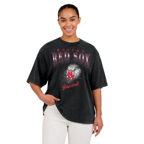 Wear By Erin Andrews Charcoal Boston Red Sox Boyfriend T-shirt In Black