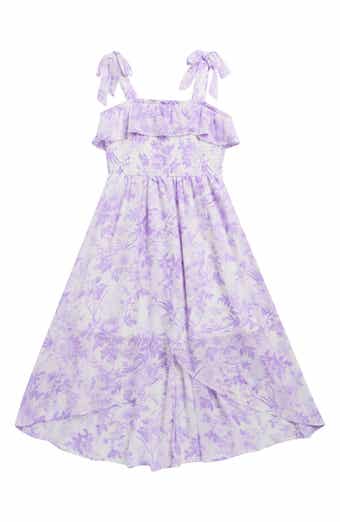 RARE, TOO! Kids' Print Smocked Chiffon High-Low Dress