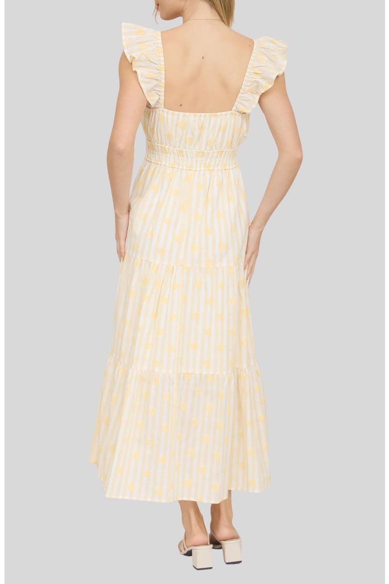Ditsy Tiered Midi Dress, Alternate, color, LIGHT YELLOW