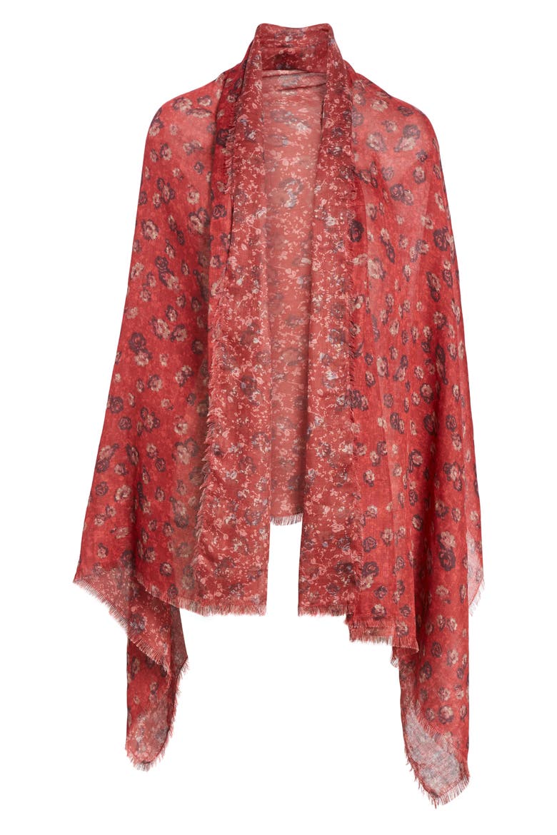 Print Wrap, Alternate, color, RED FLORAL FAN