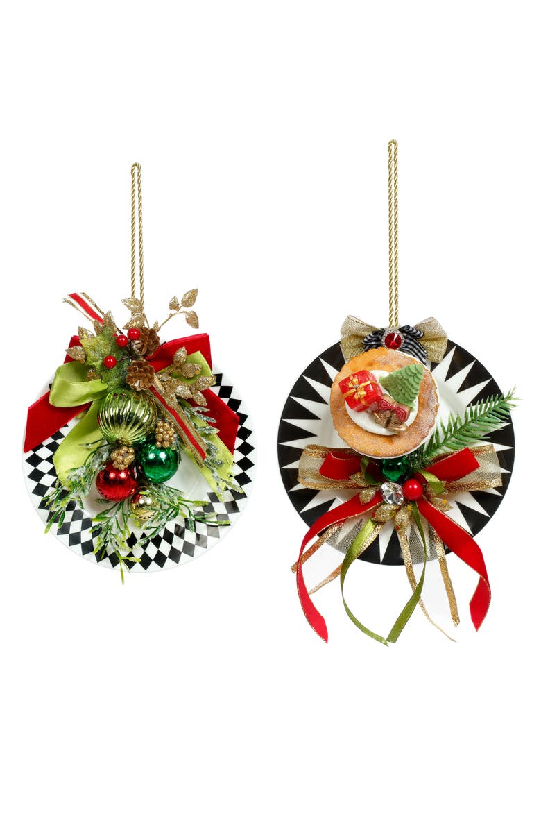 Mark Roberts Plate with Cup Ornament, Set of 2, Main, color, Green