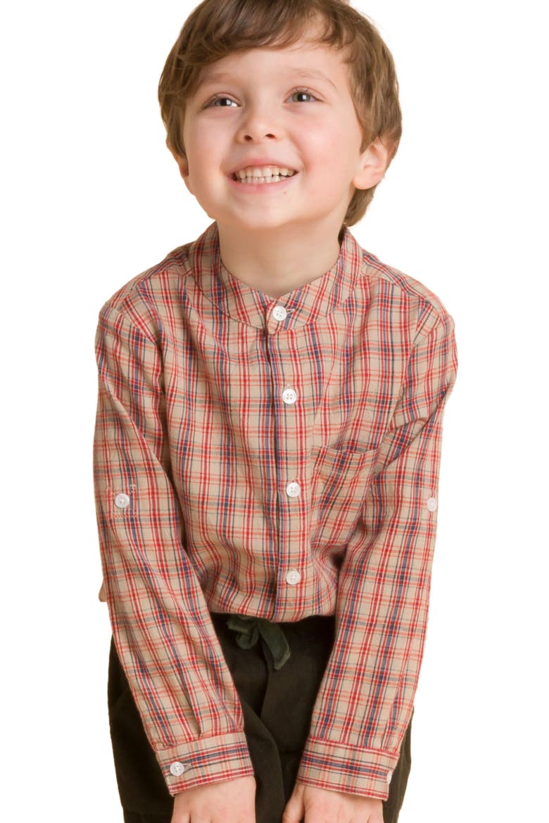 Boys Long Sleeve Check Shirt, Alternate, color, Red and Blue