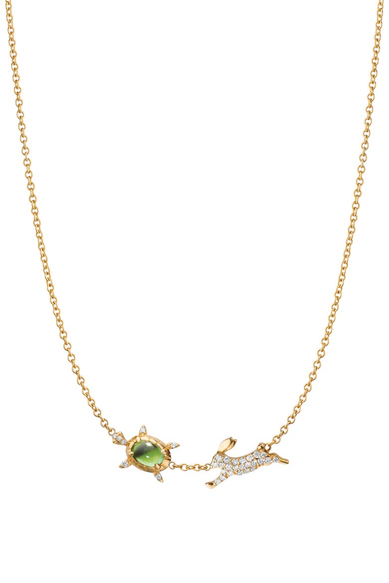 Slow & Steady Tortoise & Hare Pendant Necklace, Main, color, GOLD