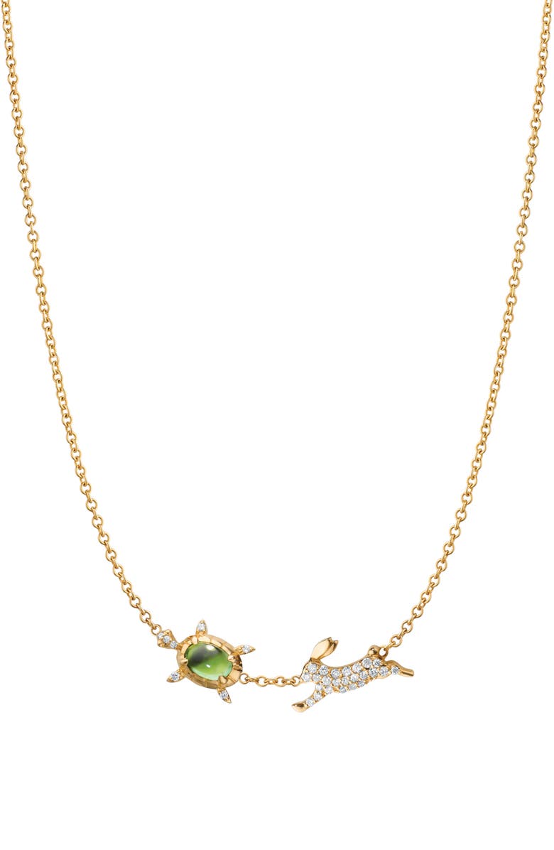Monica Rich Kosann Slow & Steady Tortoise & Hare Pendant Necklace, Main, color, Gold