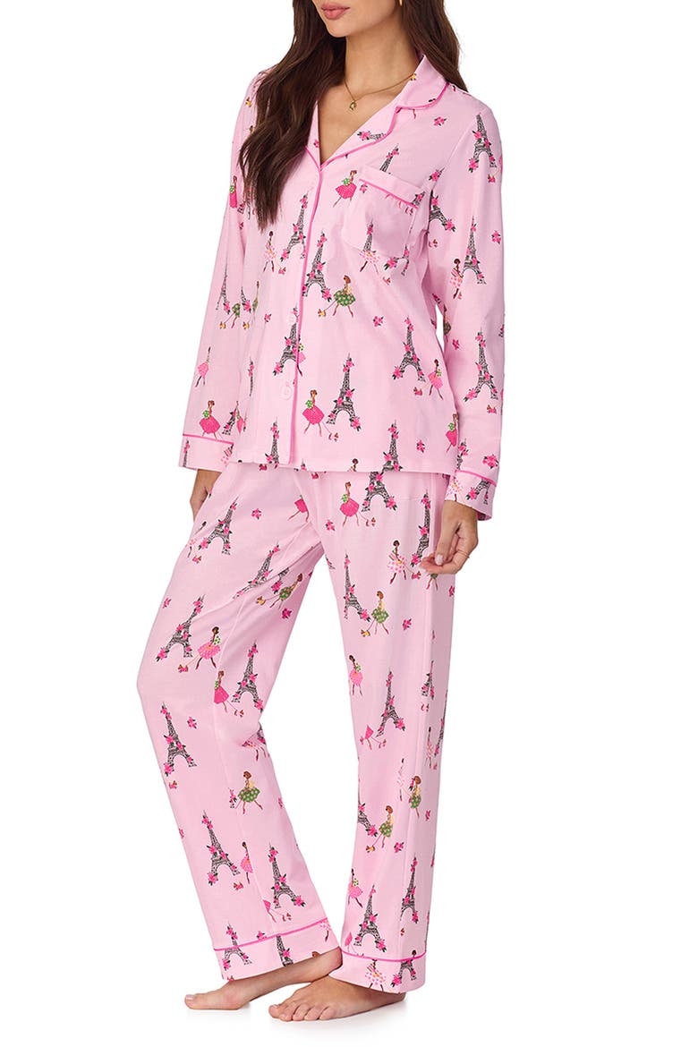 Print Stretch Jersey Pajamas, Alternate, color, TRES CHIC