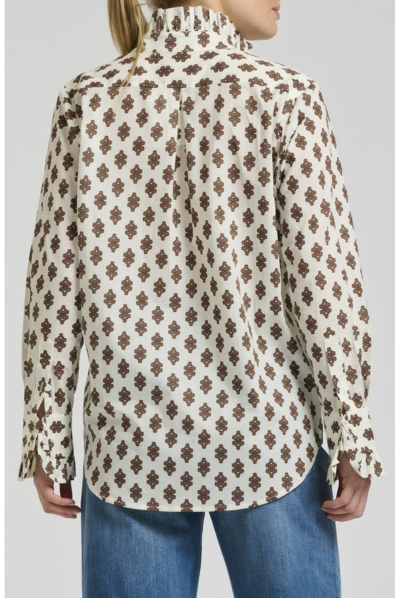 Ruffle Collar Cotton Shirt, Alternate, color, IVORY