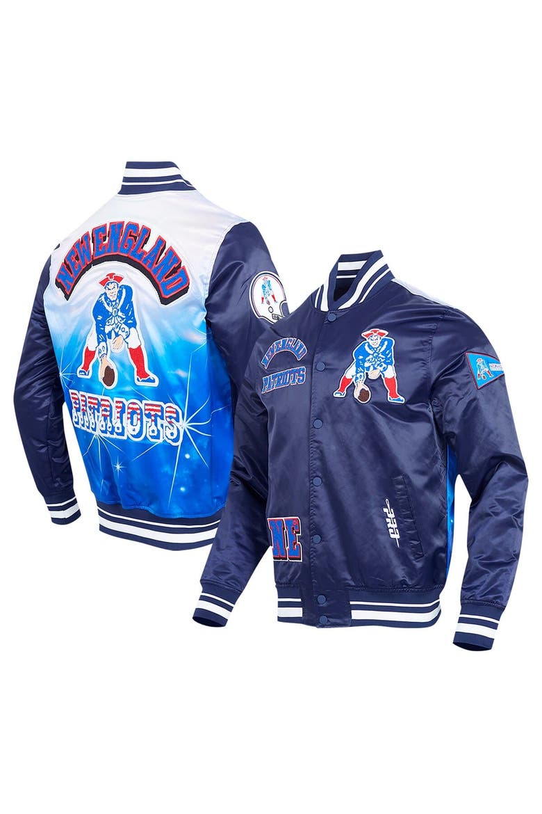 Men's Pro Standard Navy New England Patriots Sublimated Satin Full-Snap Jacket, Main, color, Navy
