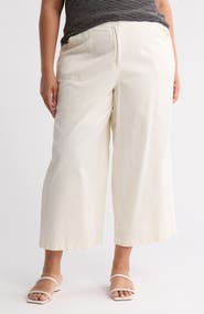 MAX STUDIO Cotton Piqué Crop Wide Leg Pants