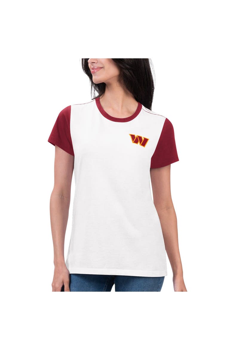 Women's G-III 4Her by Carl Banks White/Burgundy Washington Commanders Fashion Illustration T-Shirt, Main, color, White
