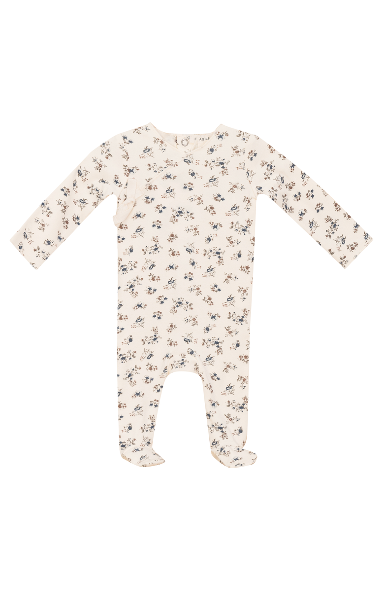 Fragile Allover Wrap Printed Romper, Main, color, Cream