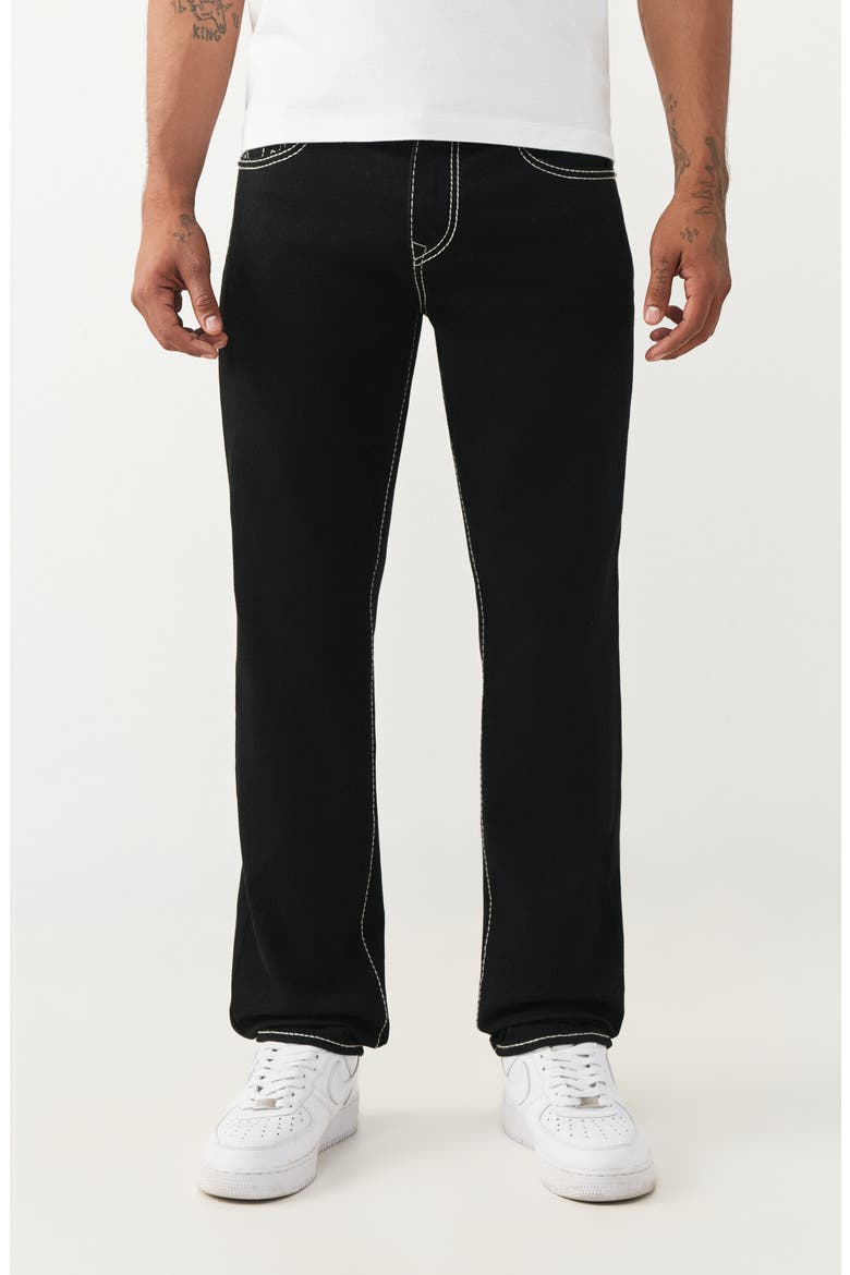 Geno Big T Contrast Stitch Slim Leg Jeans, Main, color, RINSE BLACK