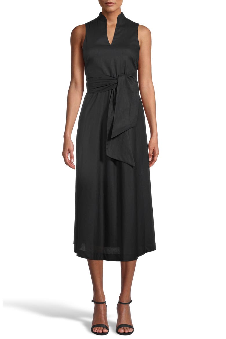 Sleeveless Cotton Midi Dress, Alternate, color, ANNE BLACK