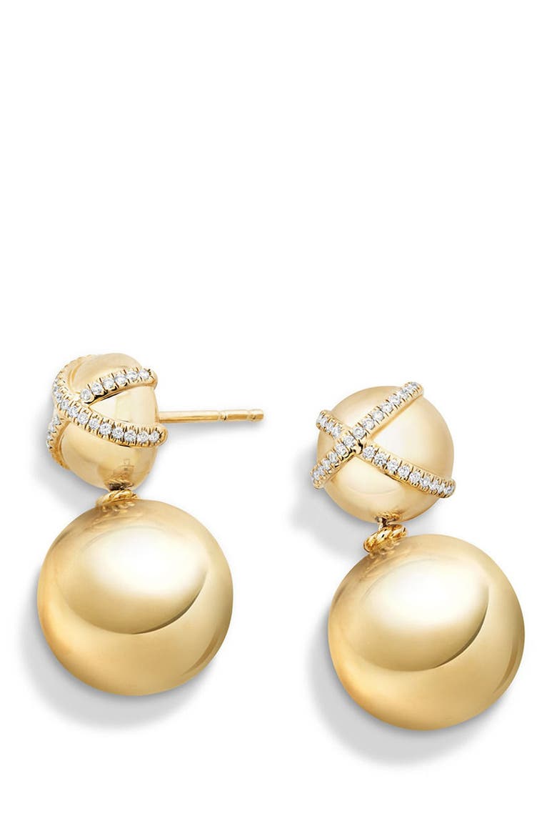 Solari Pavé Wrap Double Drop Earrings with Diamonds in 18K Gold, Alternate, color, YELLOW GOLD