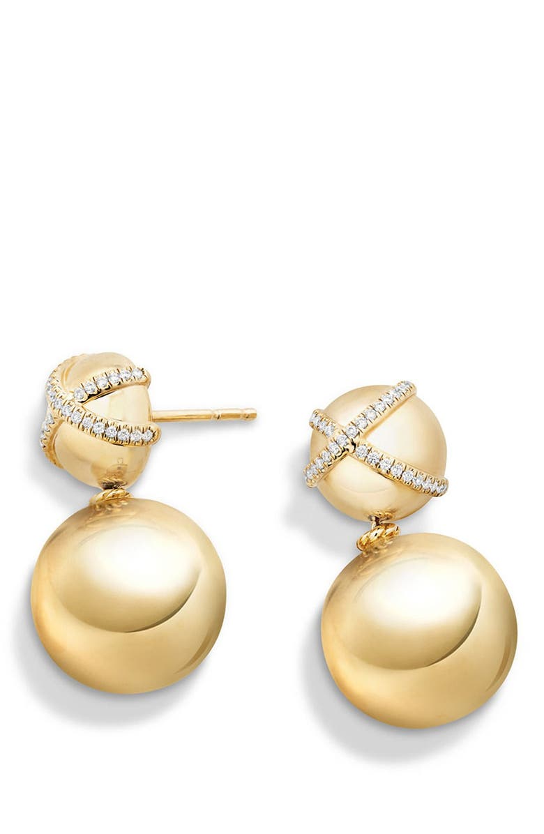 David Yurman Solari Pavé Wrap Double Drop Earrings with Diamonds in 18K Gold, Alternate, color, 