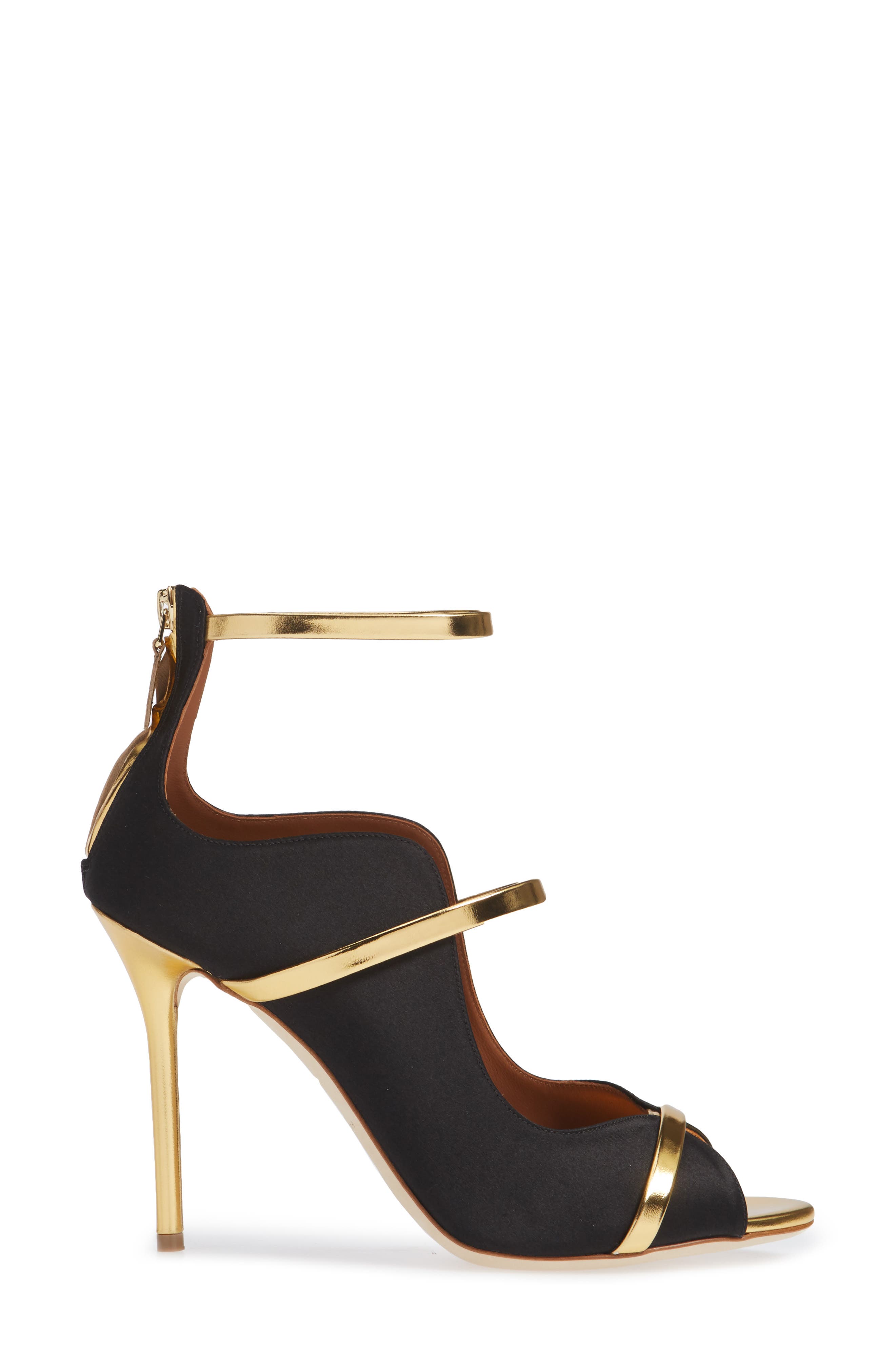 Mika Triple Band Sandal, Alternate, color, BLACK/ GOLD