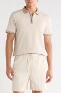 DENIM AND FLOWER Sand Vertical Stripe Textured Polo
