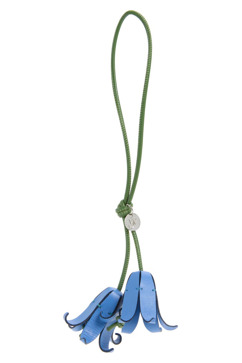 Bluebells Leather Bag Charm, Main, color, BLUE/ GREEN