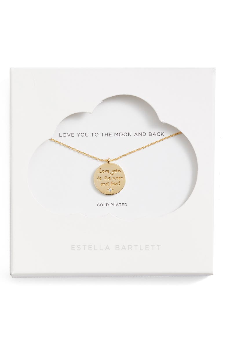 Estella Bartlett Love You to the Moon and Back Pendant Necklace, Alternate, color,