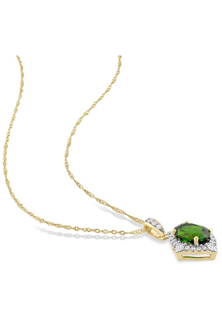 Chrome Diopside Vintage Halo Necklace 14k, Alternate, color, Chrome Diopside