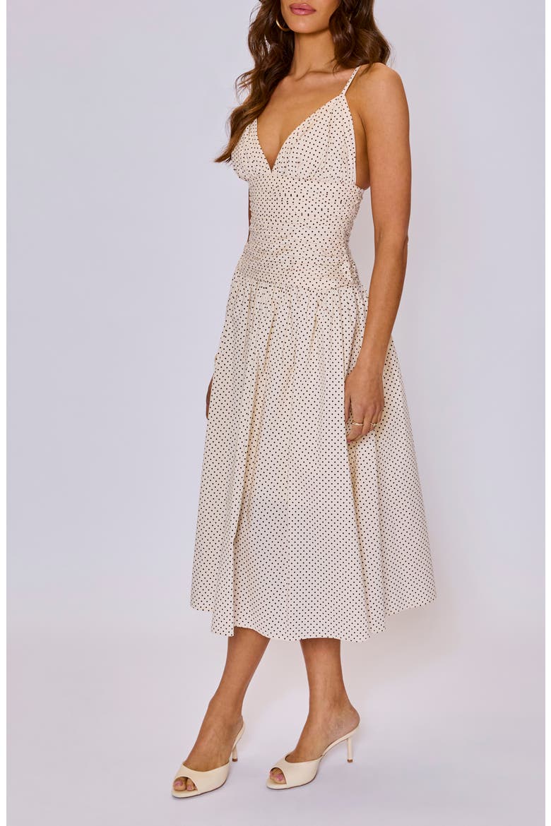 Laurel Dot Print Cotton Midi Dress, Alternate, color, CREAM BLACK