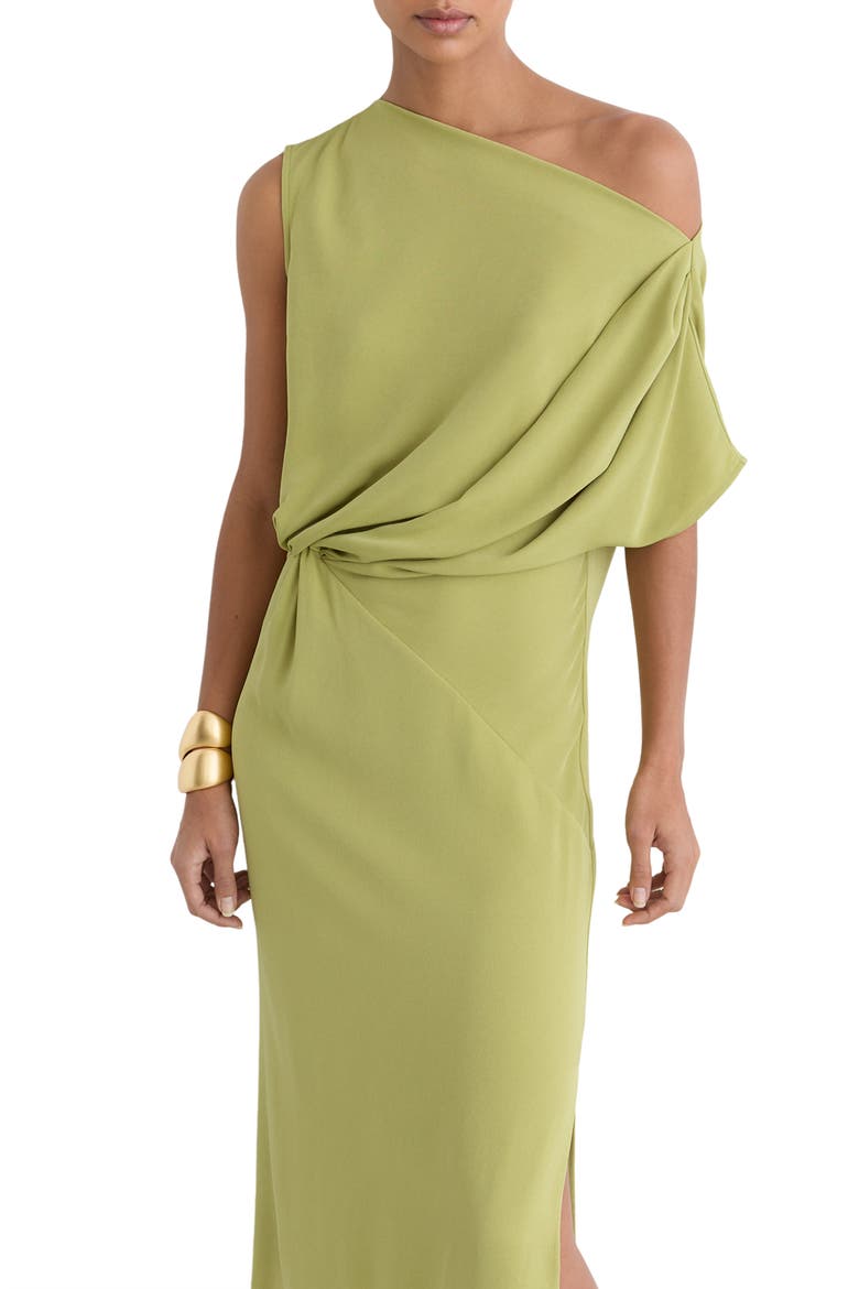 Beth One-Shoulder Midi Dress, Alternate, color, GREEN