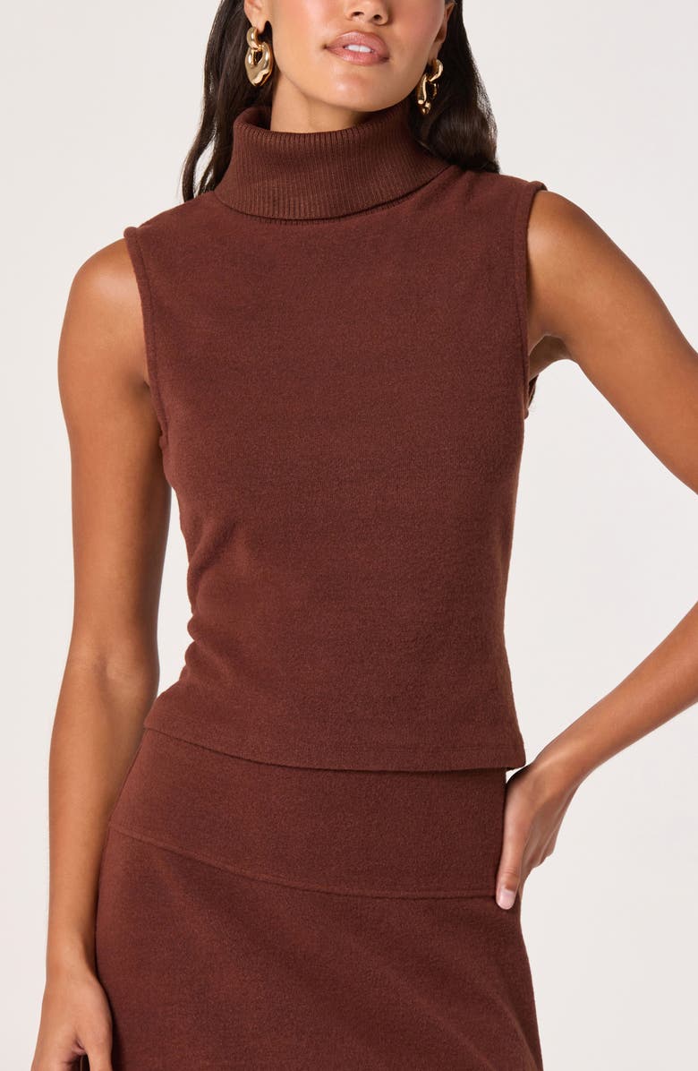 ASTR the Label Sleeveless Turtleneck Sweater, Alternate, color, Dark Rust