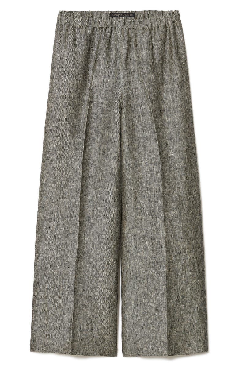 Marina Rinaldi Naccenni Linen Wide Leg Pants, Alternate, color, Black Flesh Toner