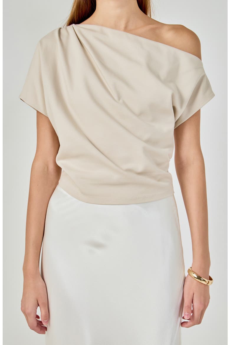 Off the Shoulder Cropped Top, Alternate, color, TAUPE