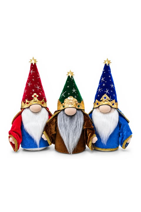 Magical Wizard Star And Crown Holiday Plush Gnome Set