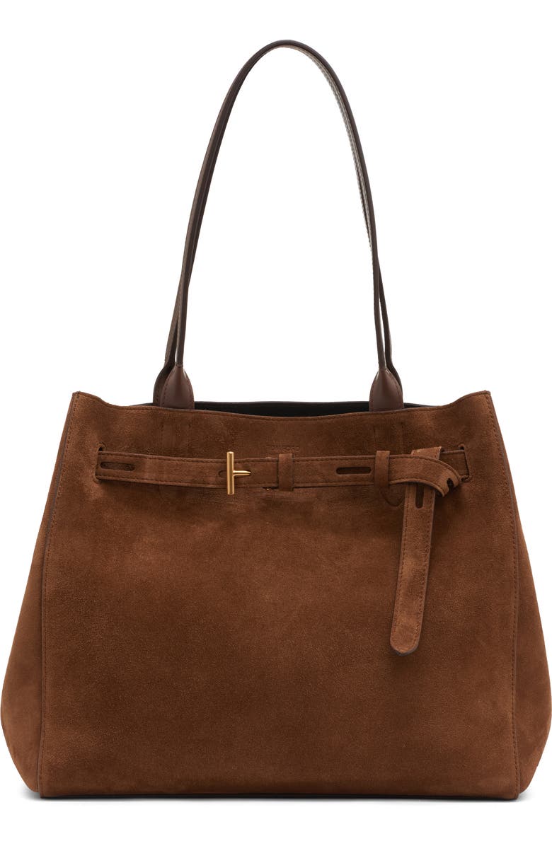 TOM FORD Medium Audrey Suede Tote, Main, color, 1B033 Whisky