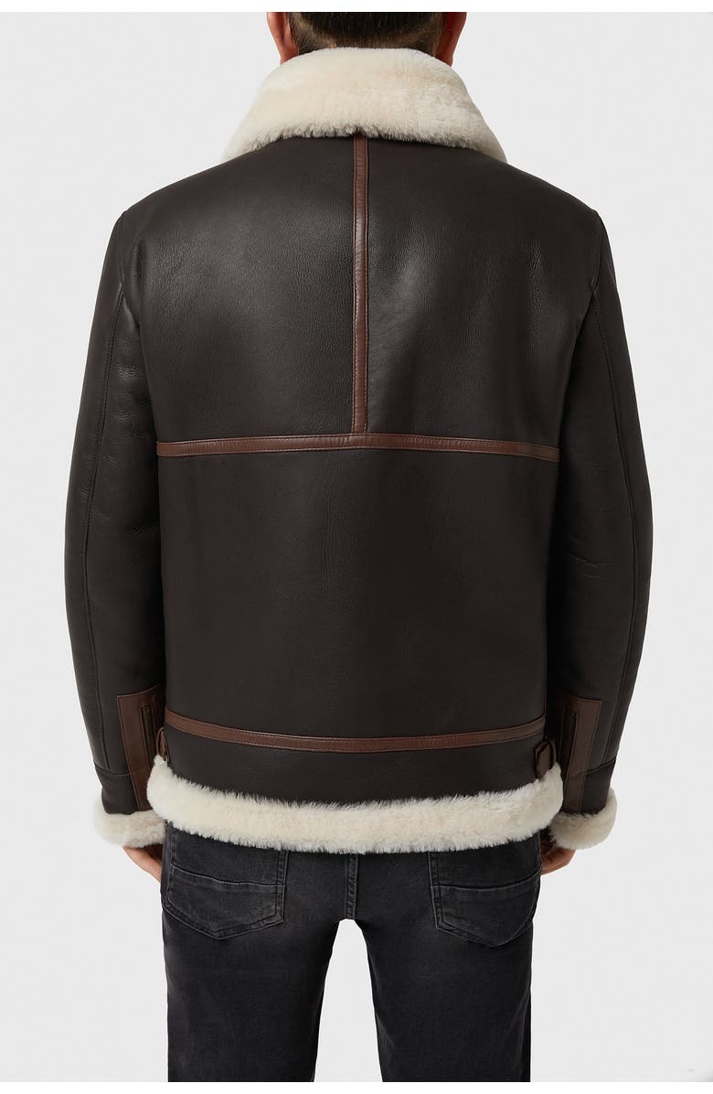 Furniq UK Cecil Sheepskin Aviator Jacket, Alternate, color, Silky Brown/ Beige Wool