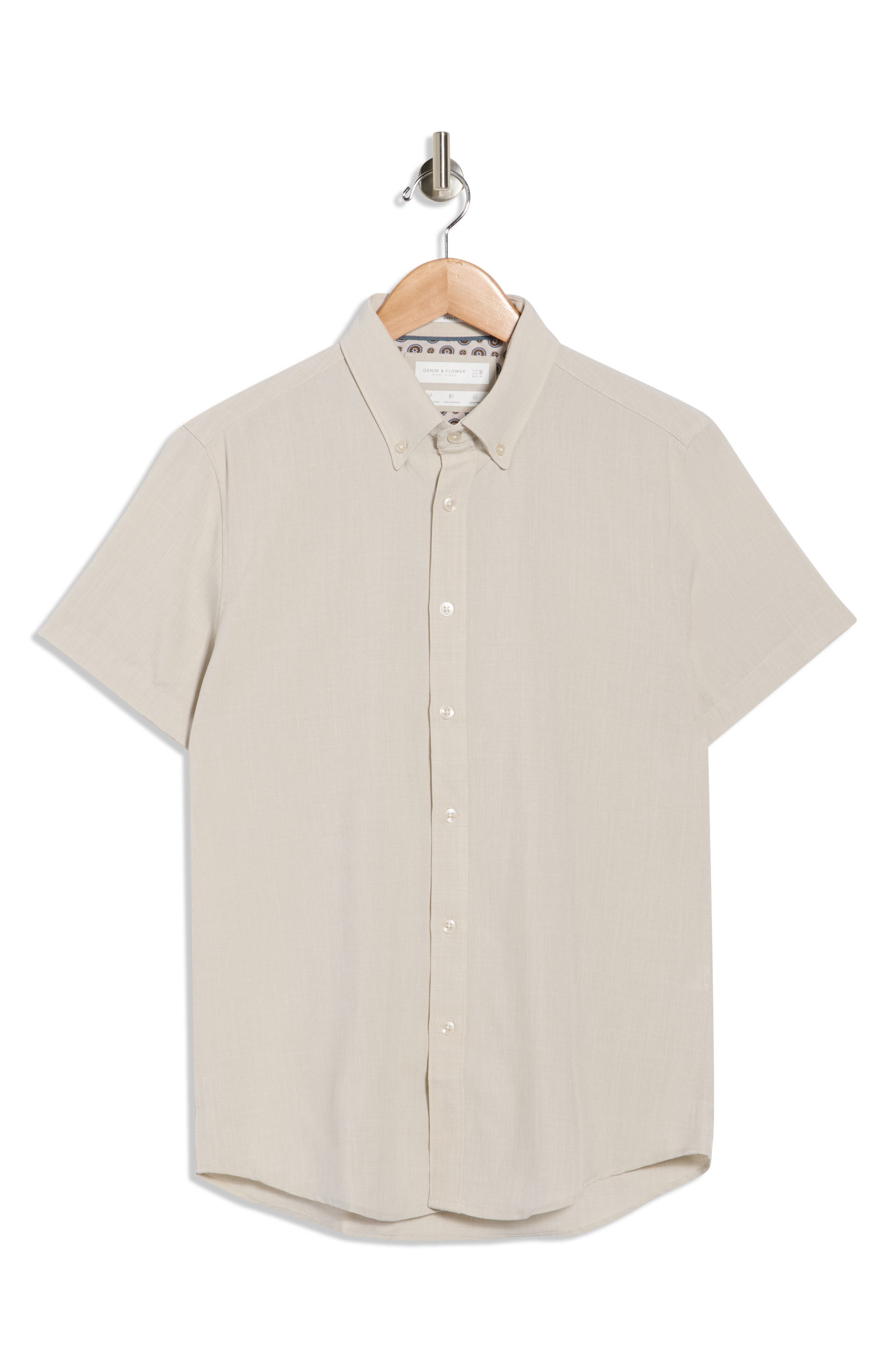 DENIM AND FLOWER Short Sleeve Button-Down Shirt