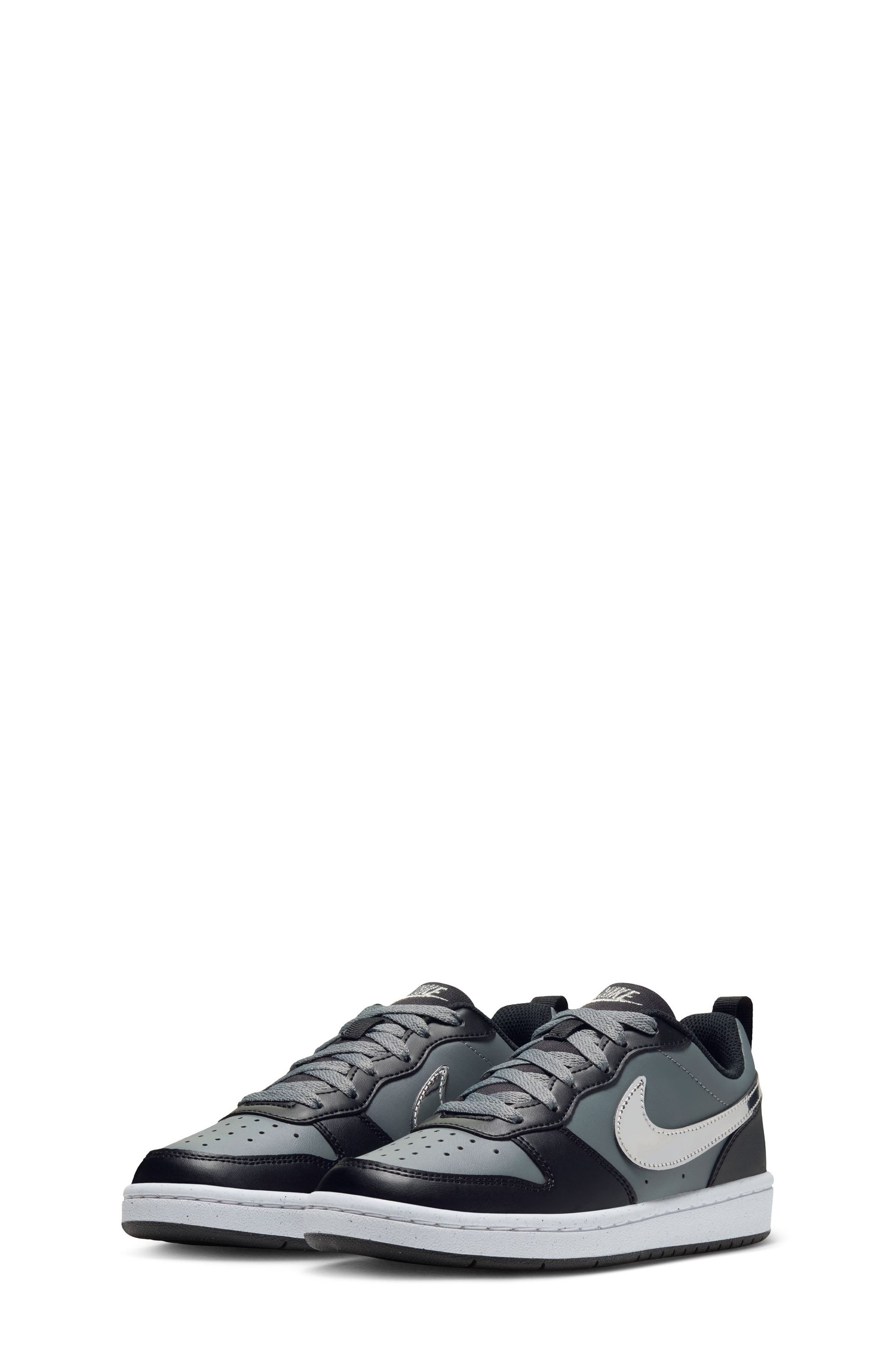 Kids' Court Borough Low Shine Sneaker, Main, color, BLACK/ METALLIC SILVER/ GREY
