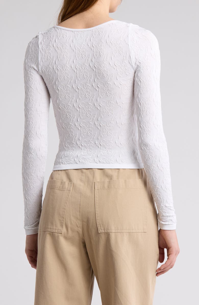 Elodie Scoop Neck Long Sleeve Seamless Crop Top, Alternate, color, White