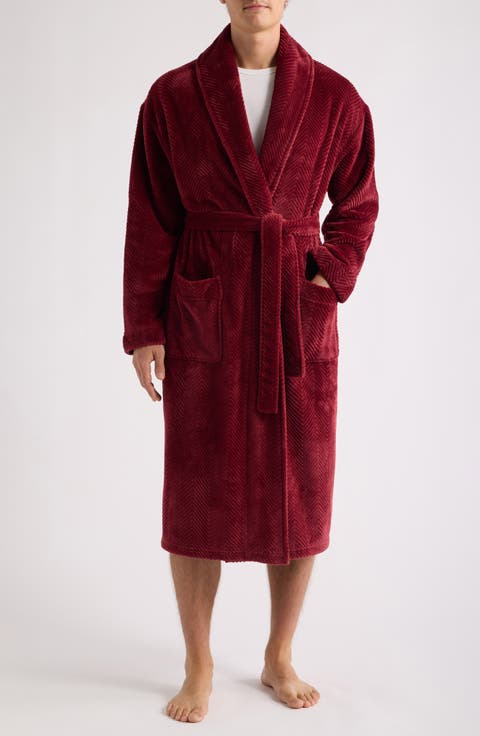 Textured Plush Shawl Robe