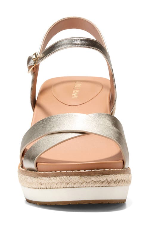 Cole Haan Silvee Espadrille Wedge Sandal In Soft Gold Leather