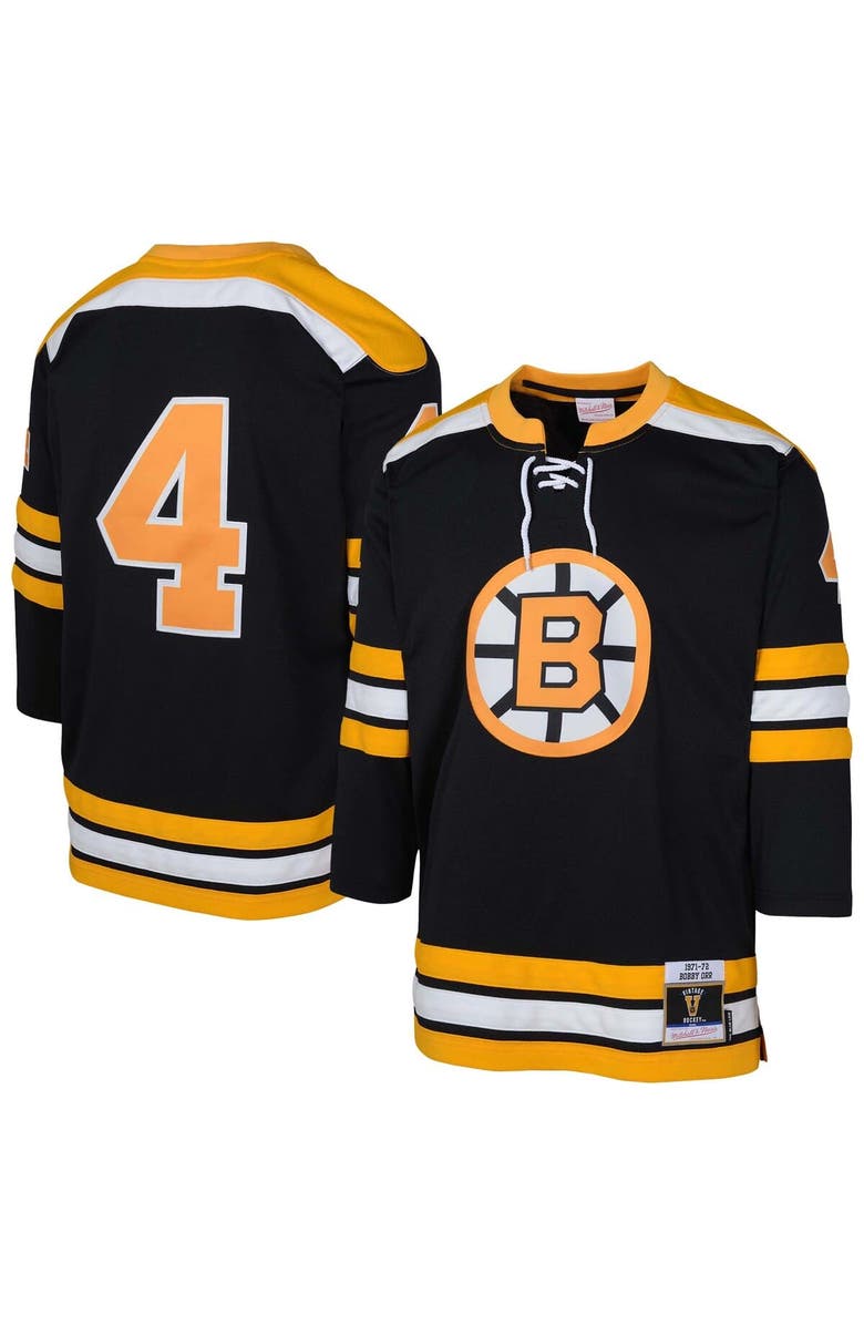 Mitchell & Ness Youth Mitchell & Ness Bobby Orr Black Boston Bruins   Blue Line Player Jersey, Main, color, Black