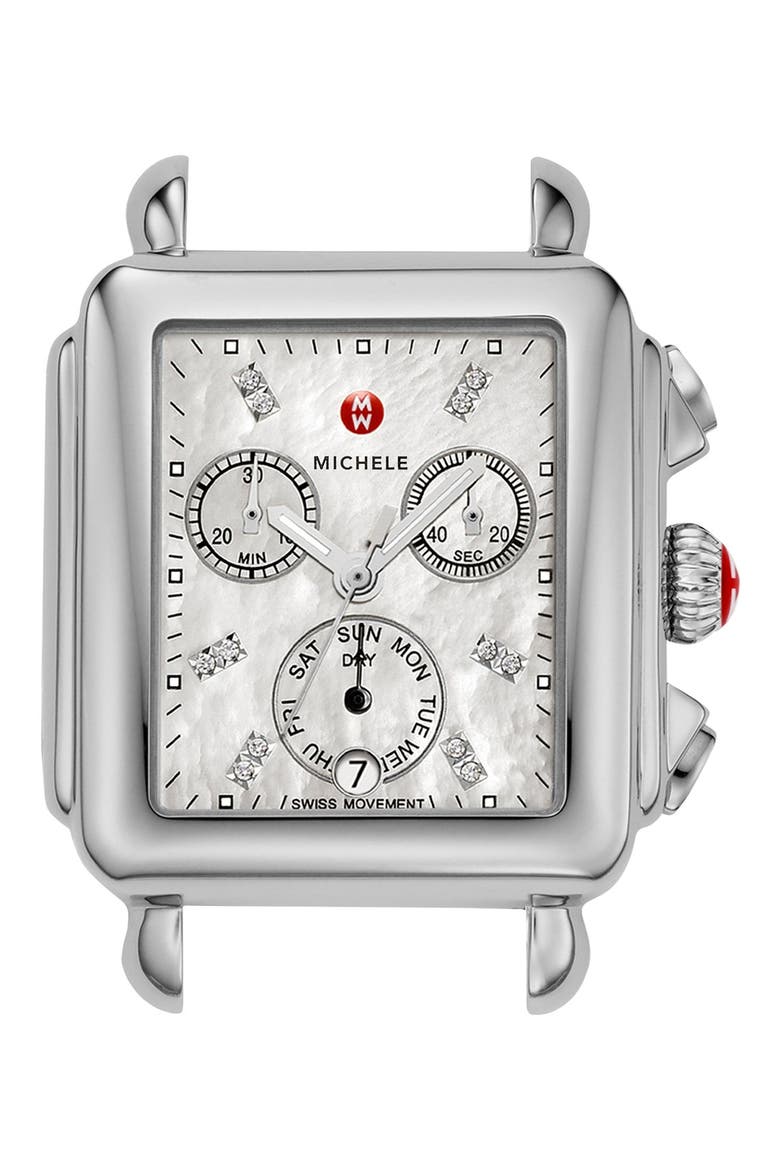 Deco Diamond Dial Watch Case, 33mm x 35mm, Main, color, SILVER