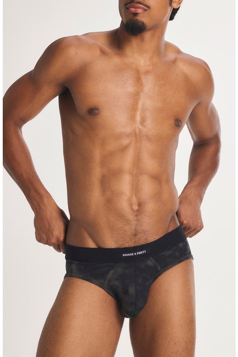 Savage X Cotton Blend Briefs, Main, color, BLACK CAVIAR DIFFUSED CAMO